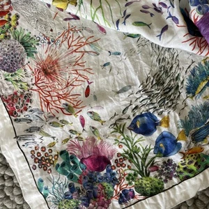Tessitura Toscana Telerie Firenze TABLECLOTH Linen Italy SEA LIFE FISH - Picture 1 of 5