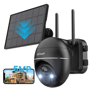ieGeek 5MP Solar Überwachungskamera Akku Außen Kabellose Farb-Nachtsicht, PTZ - Bild 1 von 12