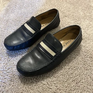 Coach Navy Blue Plush Leather Loafers Stripe Men’s Size 9 US 42 EU - Picture 1 of 17