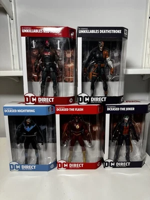Lote de 5 figuras McFarlane Toys DC Direct Essentials FALLECIDO, IMPOSIBLE DE MATAR Capucha Roja+ Foto 1 de 4