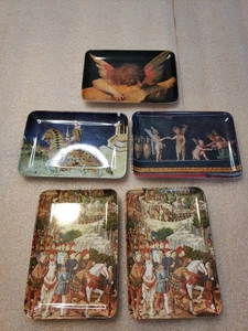 Set Of 5 Vintage Mebel Melamine Decorative Crafts Trinket Tray Made in Italy 6x4 - Picture 1 of 7