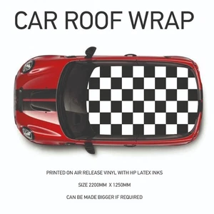 Printed CHEQUERED Roof wrap for Mini or any car Air Release Vinyl CRW052 - Picture 1 of 1