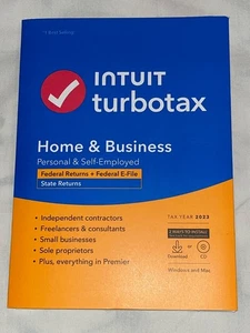 NEW Intuit Turbotax Home & Business 2023 CD Disk UNOPENED STILL SEALED Turbo Tax - Photo 1/3