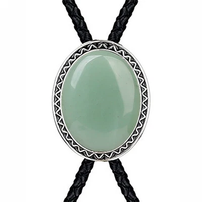 Colar de casamento masculino vintage de jade verde natural gravata bolo presente cowboy ocidental - Imagem 1 de 4