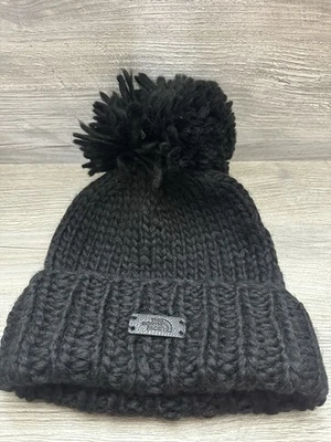 The North Face Cable Knit Black Pom Pom Beanie One Size Hand Knit New/See Detail - Image 1 of 4