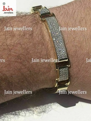 4 - 8 Ct H-I/SI Real Natural Round Cut Diamonds Men's Bracelet 18 Kt Yellow Gold - Image 1 of 4