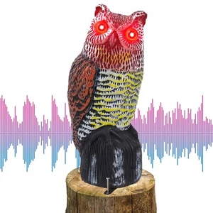 Solar Fake Horned Owl Statue, Solar Powered Halloween Motion Activated Scarec... - Picture 1 of 7