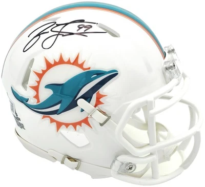 Minicasco de velocidad blanco firmado automáticamente por Jason Taylor de los Miami Dolphins Beckett Witness Foto 1 de 4