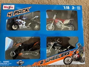 Maisto 4 Pack 2 Wheelers Motorcycle Diecast Suzuki Honda KTM Harley 1:18 - Picture 1 of 6