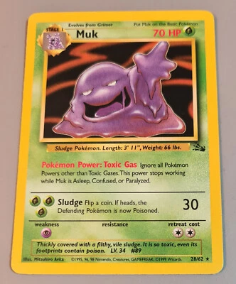 Muk # 28/62 Rare Karte Non Holo Fossil 2000 Pokemon EN N.Mint to Mint Vintage - Bild 1 von 3