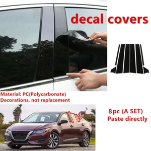 Door Window Trim Kit Black Cover For Nissan Sentra 2020-2023 8Pcs Pillar Posts - Imagen 1 de 10