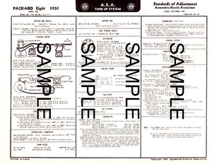 1951 NASH SIX MODEL 5140 STATESMAN A.E.A. A E A AEA TUNE-UP CHART WIRING DIAGRAM - Picture 1 of 2