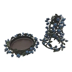 Metal Blueberry Vine Candle Holders Lot of 2 - Picture 1 of 9