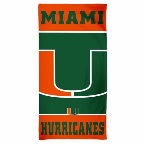 MIAMI HURRICANES SPECTRA BEACH TOWEL 30"X60" COTTON PLUSH NCAA LICENSED Cover