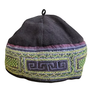Vecchio cappello cinese minoranza popoli pannello ricamato a mano berretto medio adulto vintage - Foto 1 di 9