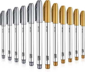 Gold and Silver Metallic Marker Pens, Metallic Permanent Markers Suitable for Ca - Picture 1 of 12
