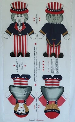 Vintage Cut & Sew Fabric Panel Uncle Sam Miss Liberty Belle Plush Pillow Dolls - Image 1 of 4