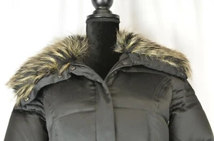 Via Spiga Women's Jacket Size XS Hooded Belted Fur Lined Hood Black Outdoor Warm - Picture 1 of 8