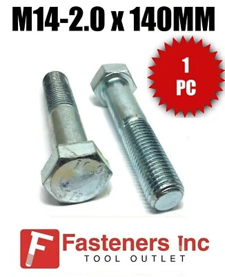BRIGHTON BEST (Qty 1) M14-2.0 x 140MM Hex Bolt Zinc Plated Grade 10.9 Cap Screw Metric
