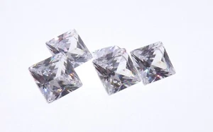 WHITE COLOURLESS SQUARE PRINCESS CUT CUBIC ZIRCONIA LOOSE GEMS - VARIOUS SIZES - Picture 1 of 8