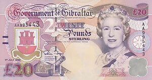 Gibraltar banknote QE2 Queen Elizabeth II 20 pounds (1995)  B125 P-27  UNC