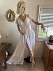 Sz M Band of Gypsies White Bohemian Peasant Maxi Button Up Lace Dress Coverup