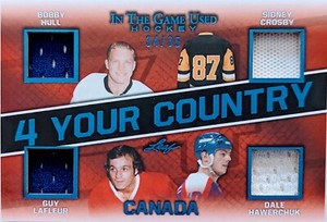 🔥#/35 SIDNEY CROSBY GUY LAFLEUR HULL QUAD RELICS 2020-21 LEAF IN THE GAME USED