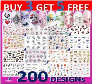 Nail Stickers -Water Decals Flowers Lace Tribal Jewels Feathers Butterfly ๐ธ๐ธ - Picture 1 of 252