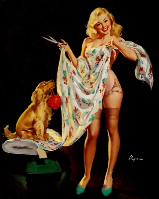 Impressão artística reprodução pin-up Gil Elvgren "I'm Just Trying it for Sighs" 8"x10" - Imagem 1 de 3