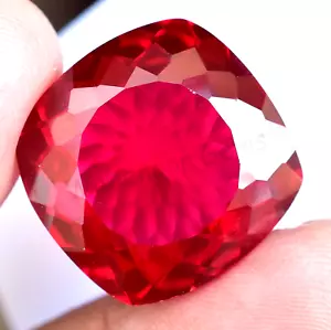 45.25 Ct Natural Blood Red Mozambique Ruby Cushion CERTIFIED Flawless Gemstone - Picture 1 of 6