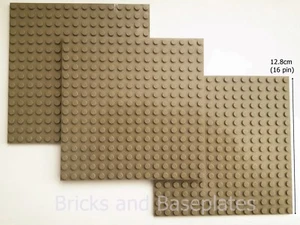 LEGO 3 x DUNKELBRAUNE PLATTE Grundplatten Grundplatte 16x16 Pin-12,8 cm x 12,8 cm x 0,5 cm - Bild 1 von 5