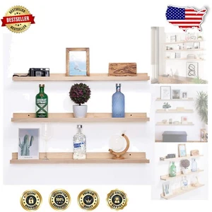 Versatile 3-Pack 36-Inch Rustic Floating Shelves - Perfect for Display & Storage - Picture 1 of 9
