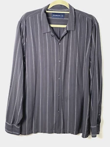 Abercrombie & Fitch Men's Dress Shirt Dark Gray With Strips 100% Viscose XL - Picture 1 of 13