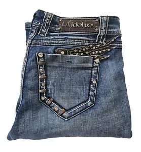 LA Idol USA Western Bootcut Denim Jeans Ladies Size 7 - Foto 1 di 10