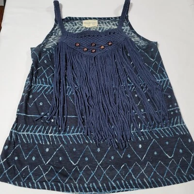 Ralph Lauren Denim & Supply Размер Средний Верх Макраме Бисер Бахрома Shibori Boho - Изображение 1 из 4