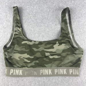 Victorias Secret Pink Sports Bra Womens Medium Green Camo Ultimate Unlined Sport - Picture 1 of 10
