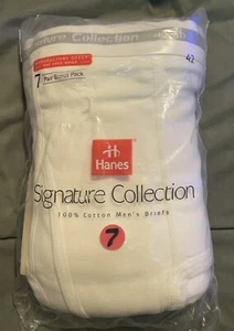 Vintage Neu aus altem Lagerbestand 1999 Hanes Signature Collection 7er Pack Herren Slips weiß Baumwolle 42 - Bild 1 von 6