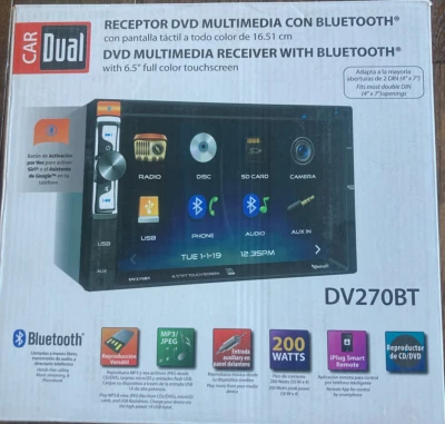 Dual DV270BT 6.5" Full Color Touchscreen DVD Multimedia Receiver w/ Bluetooth ^ - Image 1 of 2