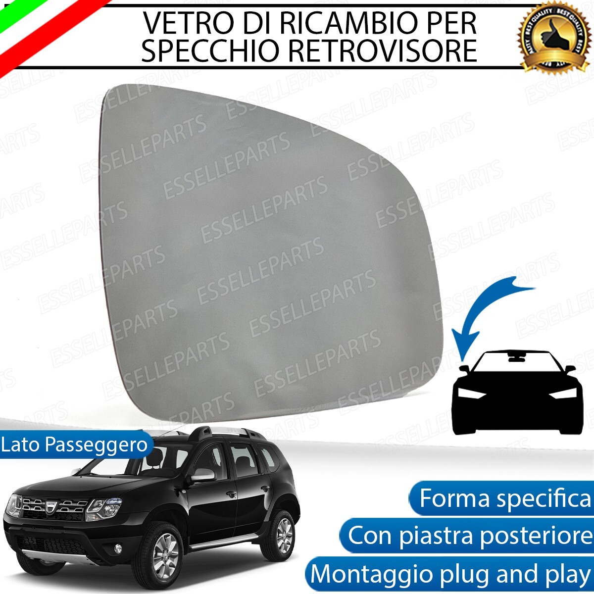HZ-DESIGN Specchietto Laterale Specchio Sinistro Manuale Vetro Plan Compatibile Con VW T4 7/1990-3/2003 - Foto 3