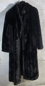 Vintage Faux Fur Coat Cassini Unique New York Black Size 18 Union Made - Picture 1 of 10