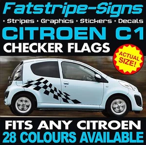 to fit CITROEN C1 GRAPHICS CHECKER FLAG STRIPES CAR DECALS STICKERS VTR VTS - Picture 1 of 2