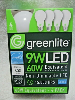 New 4 Pack 5000K DAYLIGHT 60W Equivalent Using 9W LED Indoor Non-Dimmable Bulbs! - Image 1 of 4