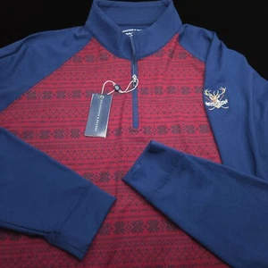 HOLDERNESS & BOURNE -THE GOLF CLUB- 1/4 ZIP SWEATER -XL- BLUE RED POLY TAILORED - Picture 1 of 16