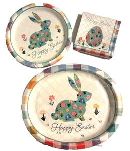 Happy Easter paper Plates and Napkins bunny rabbit egg see description for size - Picture 1 of 2