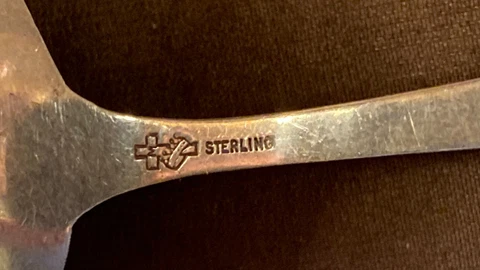 Antique Sterling Silver Small Ladle Spoon Flower Pattern Sugar Honey Cover