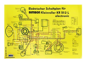 Wiring Diagram Colour Poster (69x49cm) Schwalbe KR51/2L Electronic (Both Sides Gloss Cell - Picture 1 of 1