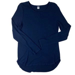 Top Pullover Azul Marino Ligero Antiguo Azul Marino Talla S Suave Fluido Dobladillo Redondo Alto-Bajo - Imagen 1 de 7