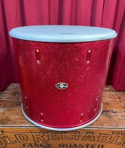 1970s Slingerland 16x18 Floor Tom Drum Shell Red Sparkle 5-Ply - Picture 1 of 15