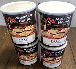 Mountain House 4 Cans #10 Freeze Dried Food. Chicken Diced/cooked & Teriyaki - Picture 1 of 4