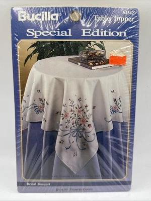 Bucilla Table Topper Cloth Cover Cross Stitch Kit Bridal Bouquet - Image 1 of 4